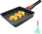 Bobikuke Japanese Omelette Pan, Nonstick Tamagoyaki Pan with Removable Handle 19 x 16 x 4 cm, Oven& Safe with Silicone Spatula (Black)