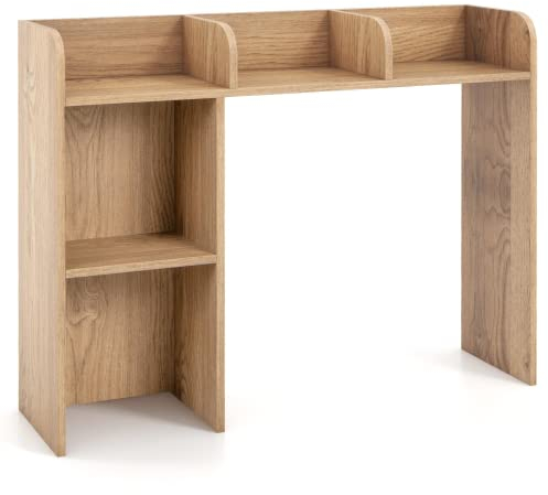 GIANTEX Schreibtisch Regal, Tischregal mit 3 Ablagen & 2 offenen Fächern, Schreibtisch Organizer Kleines Regal Holz, Schreibtischregal Bücherregal, Desktop Ablagesystem für Büro 94x25x74 cm