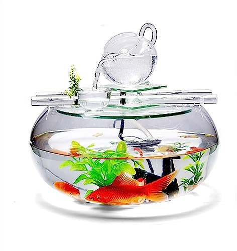 HASMI Pecera Redonda de Cristal for Oficina, hogar, Decoraciones de Escritorio, pecera Ornamental, pecera de Cristal Transparente, Decoraciones for pecera, Decoraciones pequeñas