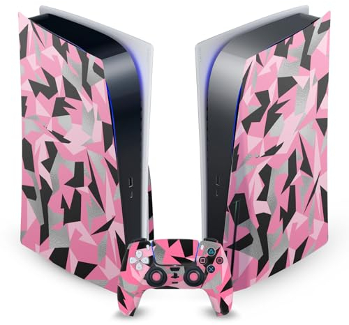 Head Case Designs Pink Camo Camouflage Vinyl Faceplate Sticker Gaming Skin Decal Cover Compatible With Sony PlayStation 5 PS5 Disc Edition Console & DualSense Controller