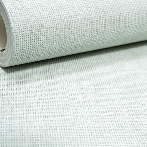 SOPHIE LAURENCE Green Textured Wallpaper Slightly Imperfect Metallic Silver Shimmer Glitter Linen Effect Non Woven Vinyl Wallpaper for Bedroom Living Room Kitchen