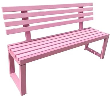 MMOU Gartenbank Holz Metall Parkbank Wetterfest Sitzbank Eisenbank Ruhebank Retro-Stil Gartenmöbel Bank Garten Park Balkon Innenhof Sitzgelegenheiten, Rosa (Color : Pink, Size : 150 * 40 * 45cm)