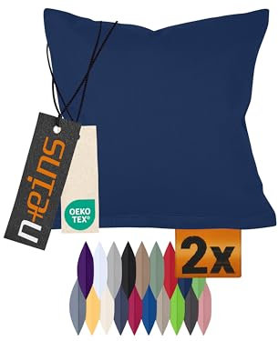 npluseins Doppelpack Baumwoll-Kissenbezüge - Moderne Wohndekoration in schlichtem Design 317.361, 40 x 40 cm, Navyblau