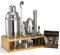 VEVOR Juego Completo de Coctelera, 10 uds, Acero Inoxidable, con Soporte Bambú, Cuchara Mezcladora, Mortero, Medidor, Colador, Vertedor de Licor, Pinza para Hielo, Sacacorchos, 235 x 110 x 260 mm