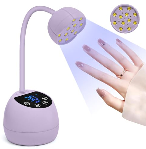 ANRUI UV Light for Nails, 36W Professional Mini UV Light for Gel Nails with Sensor, Flash Cure Gel Nail Lamp Gooseneck with 3 Timers LED Nail Lamp for DIY at Home -Purple
