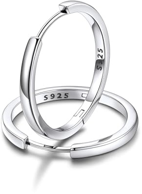 FaithHeart 925 Silber Ohrstecker Damen Herren Ohrringe 14MM/16MM/18MM/20MM Huggies Creolen Mädchen Helix Piercings Groß Silberohrringe Klappcreolen Ohrpiercing Silberschmuck für Geburtstag