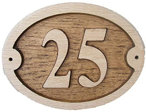 OVAL NATURAL OAK WOODEN HOUSE DOOR NUMBER 7 x 6 DEEPLY EMBOSSED ENGRAVED NATURAL WOOD SURFACE SIGN PLAQUE HOUSE WARMING GIFT