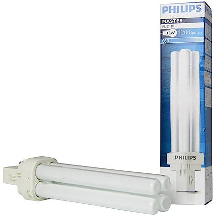 Philips Low Energy Lighting 2 Pin Double Tube CFL 18w G24D-2 Warm White 10000 Hours, G 24d-2, 18 W, warmweiß
