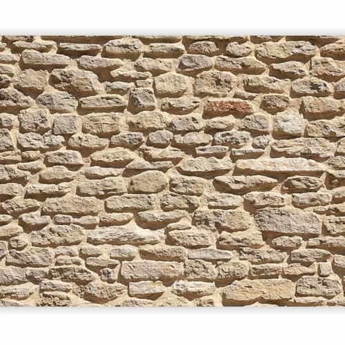 Fototapete - Tapete Steinoptik 350x270 cm - Foto Tapete Schlafzimmer Wohnzimmer Moderne Vliestapete XXL Wandtapete Motivtapeten Bildtapete 3d Effekt Wand Dekoration - Steinwand Mauer 3D Effekt beige