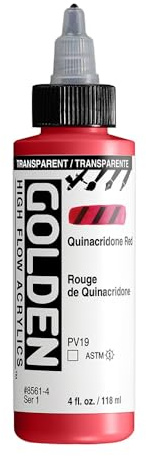 GOLDEN High Flow Acrylics, Transparent Quinacridone Red, 4 fl. oz. Bottle