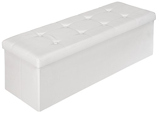 tectake 110x38x38 cm Faltbarer Sitzhocker Aufbewahrungsbox Sitzwürfel mit Stauraum - Diverse Farben - (Weiß | Nr. 401823)