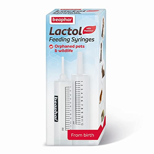 Beaphar | Lactol Feeding Syringes | For use with Milk Replacer | Helps Feed New-born, Convalescing & Sick Pets | Specially Designed for Young Animals | 2 x 12ml Syringes