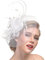 JIAHG Damen Fascinator Blumen Netz Braut Kopfschmuck Haar Clip Hut Feder Haarschmuck Kopfbedeckung für Party Kirche, Einheitsgröße, Weiß