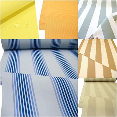 TOLKO Markisenstoffe Meterware mit UV-Schutz | kein Ausbleichen Langlebig Wetterfest | Markisenstoff Wasserdicht 120cm breit Premium Sonnenschutz Planenstoff zum Nähen (Blau Gestreift)