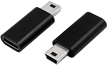 Duttek USB C auf Mini USB Adapter, Mini USB auf USB C Adapter, USB C Typ C Buchse auf Mini USB Stecker Stecker Anschluss kompatibler Laptops/Tablets, MP3-Player, Digitalkamera usw. (schwarz)