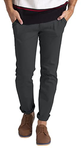 westAce Mens Chino Trousers Athletic-fit Flat-Front Casual Stretch Cotton Classic Pants with Phone Pocket | Sizes 30W-40W | High-Rise Work Pants for Men (Charcoal Grey, 32W x 32L)