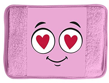 Virsus Borsa Acqua Calda Elettrica, Scaldotto con Tasca Scaldamani e rivestimento in pile. Scaldino per crampi, sollievo dal dolore e artrite, idea regalo per l'inverno (Rosa con Faccina)