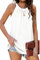 DUOEASE Tank Top Ärmellose Halter Tops Casual Plissee Sommer Cami Bluse(Weiß,L)