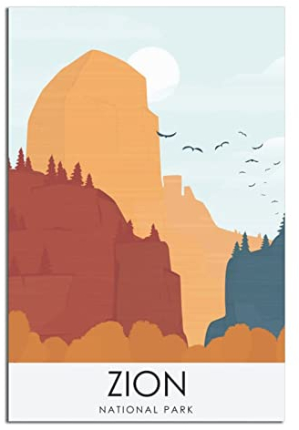 CRONDUS Vintage Reiseposter Zion National Park Leinwand Wandkunst Poster Dekor Gemälde Poster