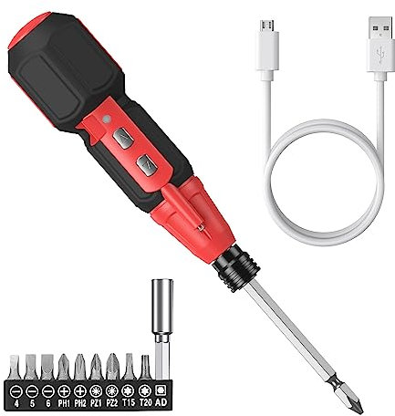 AMIR Cordless Power Screwdriver, Rechargeable Electric Screwdriver Sets, Portable Automatic Home Repair Tool Kit, Motorized Screwdriver with USB Cable and LED Lights
