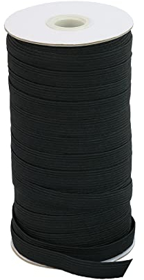 BOKFJBP 12mm Schwarz Gummiband, 50 Meter Gummibänder Nähen Elastisches Farbband für Nähen und Haushalt DIY Handwerk Stoffe Zum Nahen Elastisches Band Schwarz