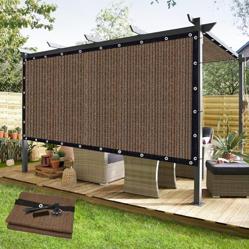 KANAGAWA Tenda parasole al 90% in tessuto, 30,5 x 50,8 m, copertura per pergola, con occhielli, blocco UV, protezione per la privacy, per patio, cortili, esterni, posto auto coperto, giardino, moka