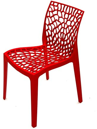 Red Designer Web Chairs, Red Plastic Stacking Web Chairs, Garden Chair