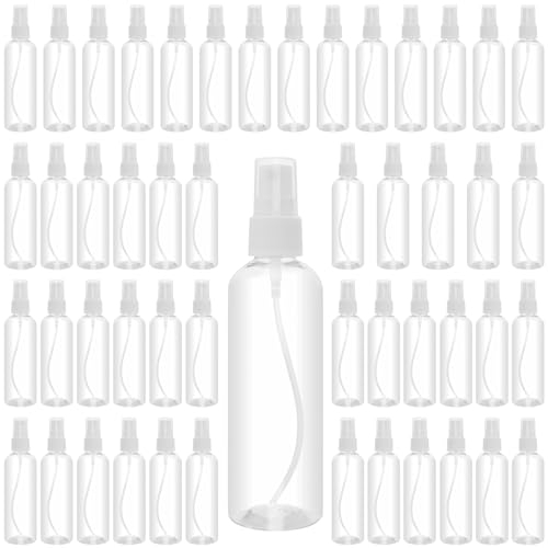 KOHAND 50 Pack 120ml Plastic Spray Bottles, Clear Travel Containers with Caps, Mini Mist Sprayer Small Plastic Spray Bottles for Perfume, Cosmetic, Liquids