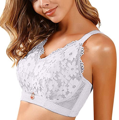 Floral Secrets Comfort Rose Bra UK Lingerie for Womens Underwire Bra Lace Floral Bra Unlined Unlined Plus Size Full Coverage Bra (01-2-Grey, 36/80C) Mum Birthday Gifts Deals of The Day
