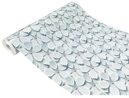 DecoMeister Vinilo Adhesivo Para Cocina Pared Muebles Papel Autoadhesivo Para Encimera Armario Mesa Lámina Decorativa Para Hogar Película Para Forrar En Rollo 45 x 200 cm Flores Blancas 3D