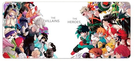 VUEHVO My Hero Academia Grand tapis de souris de jeu avec base en caoutchouc antidérapant pour PC et bureau Motif imprimé personnage MHA 300 x 800 mm