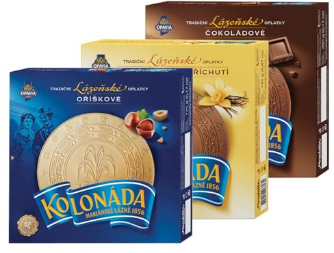3er-Pack OPAVIA Kolonáda Kurortoblaten Mix aus drei Geschmacksrichtungen Haselnuss, Schokolade und Vanille 570g