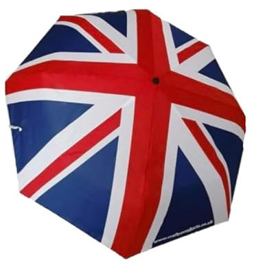 Folding Travel Umbrella with Union Jack Design and Automatic Push Button Opening Britain England