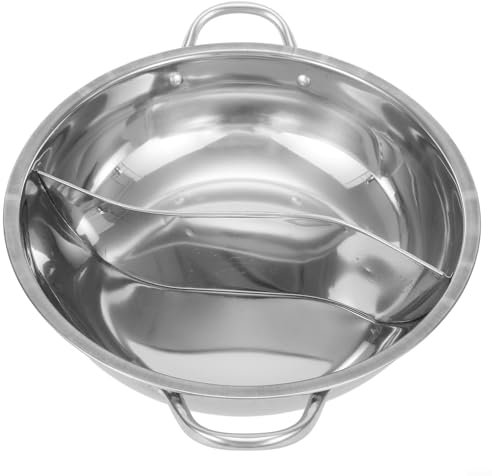 Hot Pot with Divider Stainless Steel Divided Pot for Cooking Cookware Double Flavor Split Pan Hotpot for Home Kitchen Cooking Induction Cooktop Gas Stove(30cm)