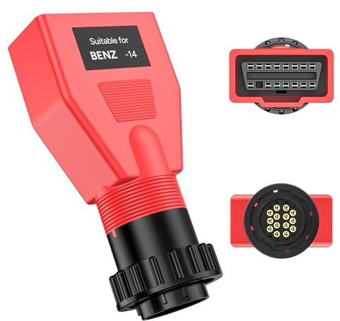 Autel Original 14 Poliger für Benz (Stecker) OBD auf 16 Polige (Buchse) OBD2 Diagnosesteckeradapter für Mercedes Benz, 14 Poliger OBDII Konverter für Europa