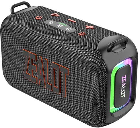 flexman S85 Portable Bluetooth Speaker, 50W Wireless Enhanced Bass Sound Box with RGB Colorful Light, Water Proof Adjustable EQ Loud Speaker for Outdoor Party Camping Cycling (Black)