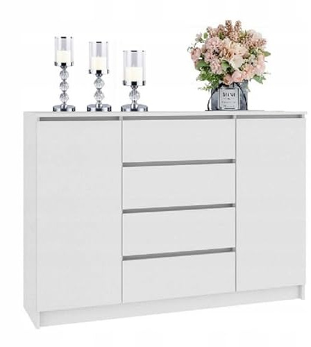 BDW - Kommode mit Schubladen - Sideboard Wohnzimmer - 120 cm breit, 97 cm hoch - für Schlafzimmer, Kinderzimmer, Jugendzimmer, Flur - aus Solider laminierter Möbelplatte - Coco Weiß 2D4SZ
