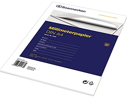 Soennecken Millimeterblock 1232 DIN A4 Bücherpapier 50Blatt rot