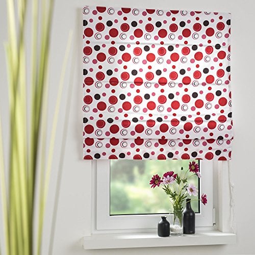Liedeco Raffrollo Dakar, Rollo mit Seitenzug für Fenster und Tür rot weiß, 120 cm x 175 cm