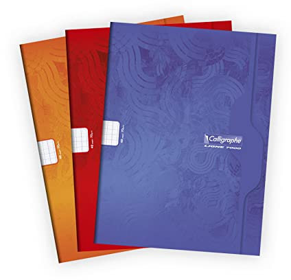 Calligraphe 7483C Un Cahier Agrafé (une Marque de Clairefontaine) - 24x32 cm - 48 Pages Grands Carreaux - Papier Blanc 70 g - Couverture Carte Recyclée Vernie - Couleur Aléatoire