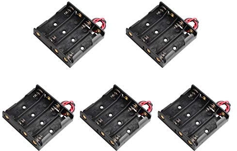 HALJIA 5Pcs 6V AA 4 x 1.5V Plastic Battery Holder Case Battery Storage Box with Wire Leads