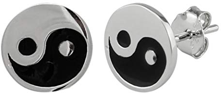 Serebra Jewelry Yin Yang Ohrstecker Ohrringe aus 925 Sterlingsilber Damen Frauen