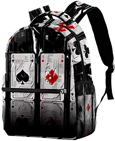 LORVIES Poker Card A Bomb Casual Rucksack Schulterrucksack Büchertasche für Schule Studenten Reisetaschen