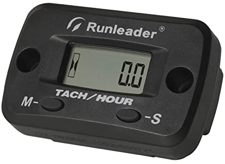 Runleader Digitaler LCD-Drehzahlmesser,Wartungserinnerung,Wasserdichtes Design für 2/4-Takt-Gasmotoren,Verwendet auf Gartentraktor-Generator-Kompressor Dirtbike-Jet-Ski-Boot (BK)
