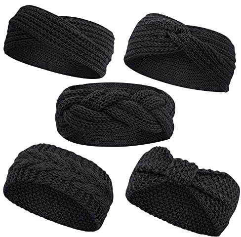 Gestrickt Stirnband Damen Winter, Stirnbänder Gestrickte Haarband Frauen Headwrap Kopfband Elastische Stirnband Ohrenwärmer Damen Häkelarbeit Stirnbänder