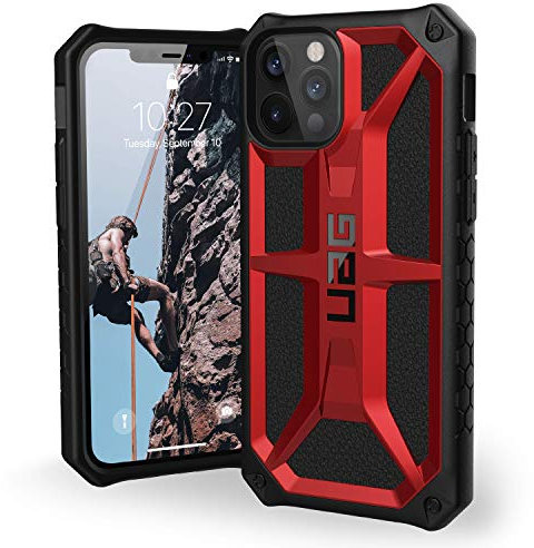 Urban Armor Gear Monarch Hülle Apple iPhone 12 / iPhone 12 Pro (6,1 Zoll) Schutzhülle (5-Schichten Schutz nach Militärstandard, Wireless Charging kompatibel, Sturzfest) rot (Crimson)