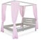 Betten-ABC Bubema Jasmin, Himmelbett, Buche massiv (Farbe: Weiß lasiert, Vorhänge: Rosa; Größe: 140 x 200 cm)