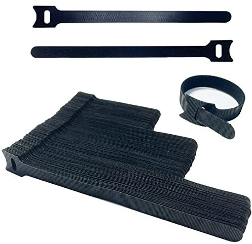 LEBENSWERT Kabelbinder Klett Schwarz 100 Stück Klettband Klettverschluss Selbstklebend 100/150/200mm x 12mm Kabel organizer Premiumqualität Wiederverschließbar für Home Office Büro Garten