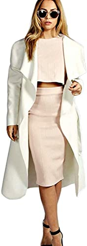 STAR FASHION Womens Italian Long Duster Coat Ladies Long Sleeve French Belted Trench Waterfall Jacket | UK One Size 8-14/16-22 |