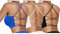 Vertvie Damen Sport BH Gepolstert Crossback Yoga Sports Bra Spaghettiträger Rücken Verkreuzt Gerippt Bustier Ohne Bügel Atmungsaktiv BH mit Abnehmbaren Cups(3pc: Schwarz + Weiß + Königblau,S)